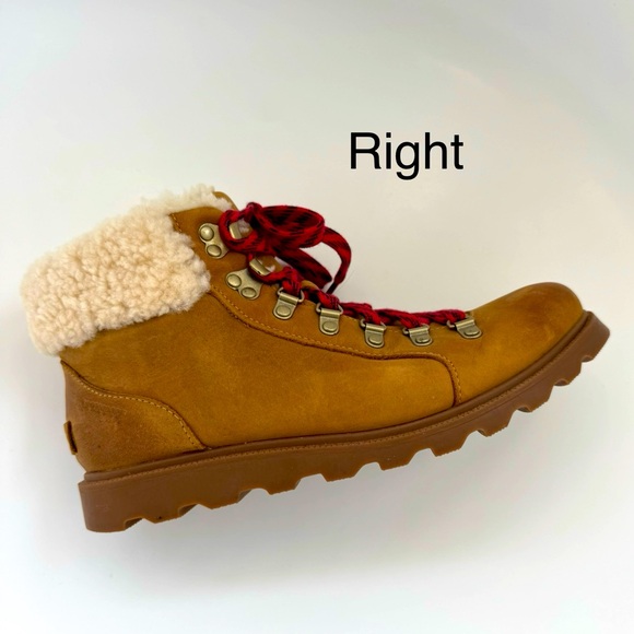 Sorel Ainsley Conquest Brown Lace Up Leather & Shearling Ankle Boots 9 M - Picture 7 of 13